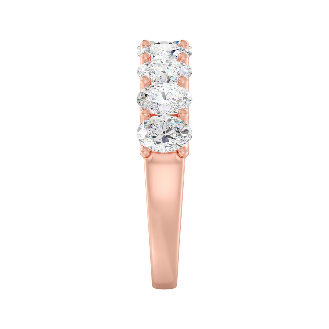 18K Rose Gold Oval Lab-Grown Diamond Scallop Half-Eternity Wedding Ring with 1.80ct EF/VS Diamonds