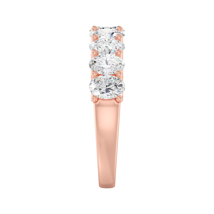 18K Rose Gold Oval Lab-Grown Diamond Scallop Half-Eternity Wedding Ring with 1.80ct EF/VS Diamonds