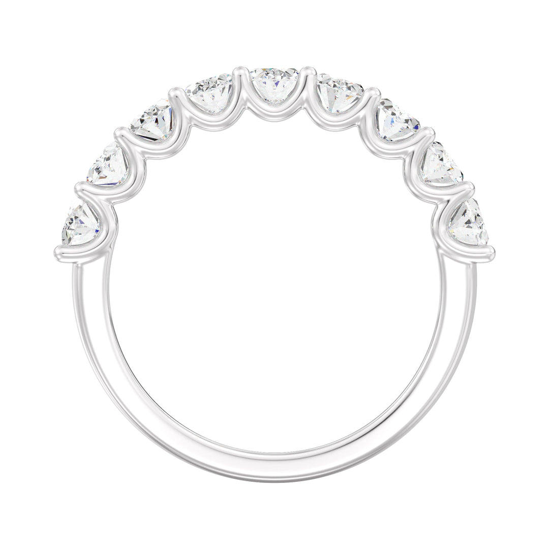 18K White Gold Oval Lab-Grown Diamond Scallop Half-Eternity Wedding Ring with 1.80ct EF/VS Diamonds