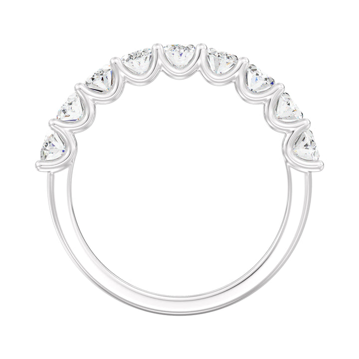 18K White Gold Oval Lab-Grown Diamond Scallop Half-Eternity Wedding Ring with 1.80ct EF/VS Diamonds