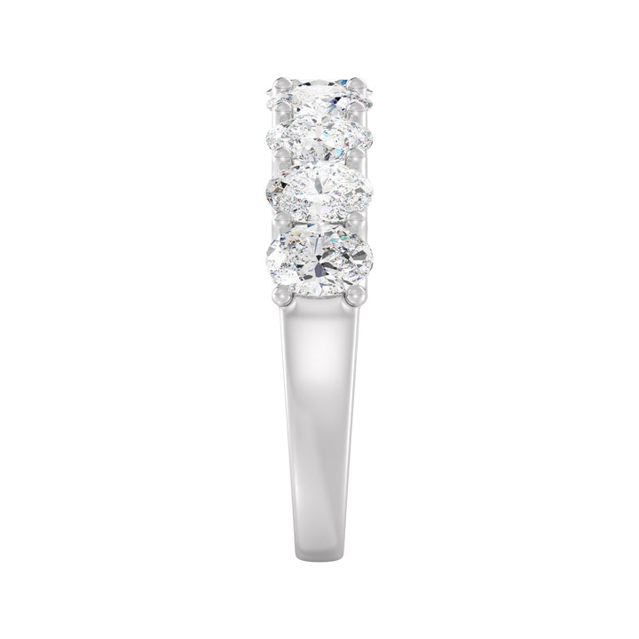 18K White Gold Oval Lab-Grown Diamond Scallop Half-Eternity Wedding Ring with 1.80ct EF/VS Diamonds