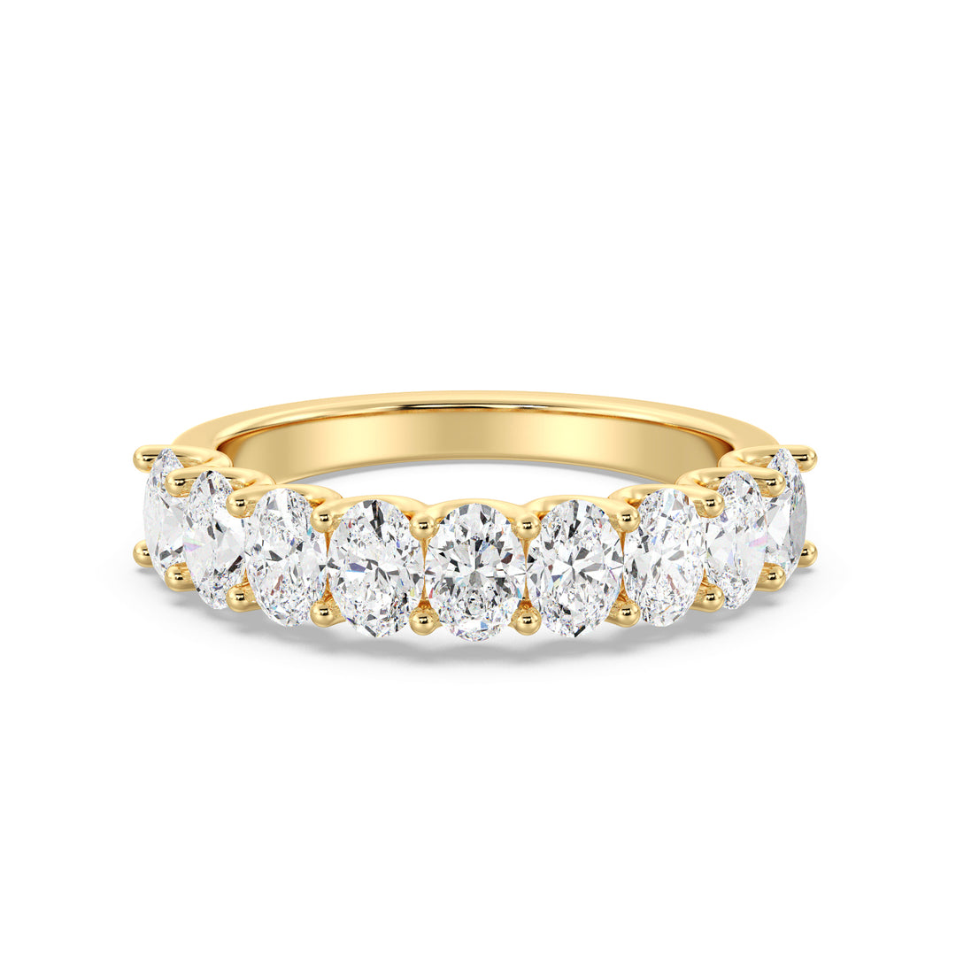 18K Yellow Gold Oval Lab-Grown Diamond Scallop Half-Eternity Wedding Ring with 1.80ct EF/VS Diamonds