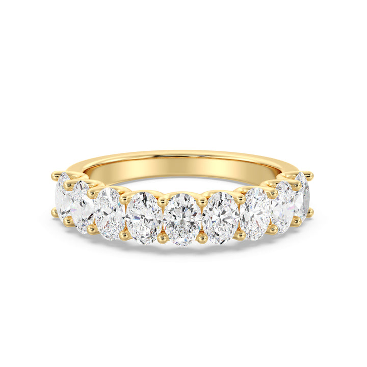 18K Yellow Gold Oval Lab-Grown Diamond Scallop Half-Eternity Wedding Ring with 1.80ct EF/VS Diamonds