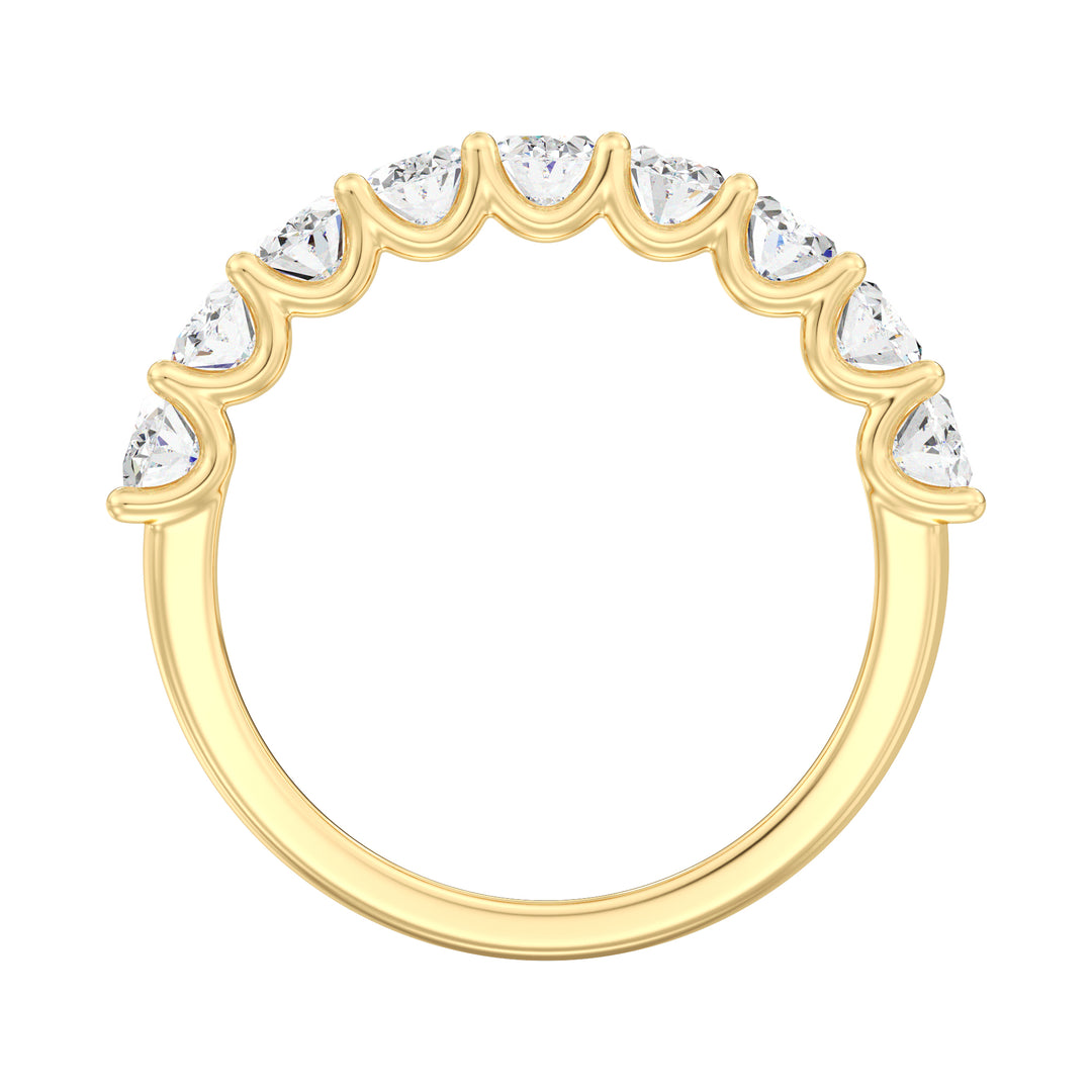 18K Yellow Gold Oval Lab-Grown Diamond Scallop Half-Eternity Wedding Ring with 1.80ct EF/VS Diamonds