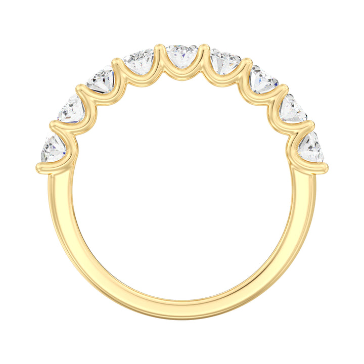18K Yellow Gold Oval Lab-Grown Diamond Scallop Half-Eternity Wedding Ring with 1.80ct EF/VS Diamonds