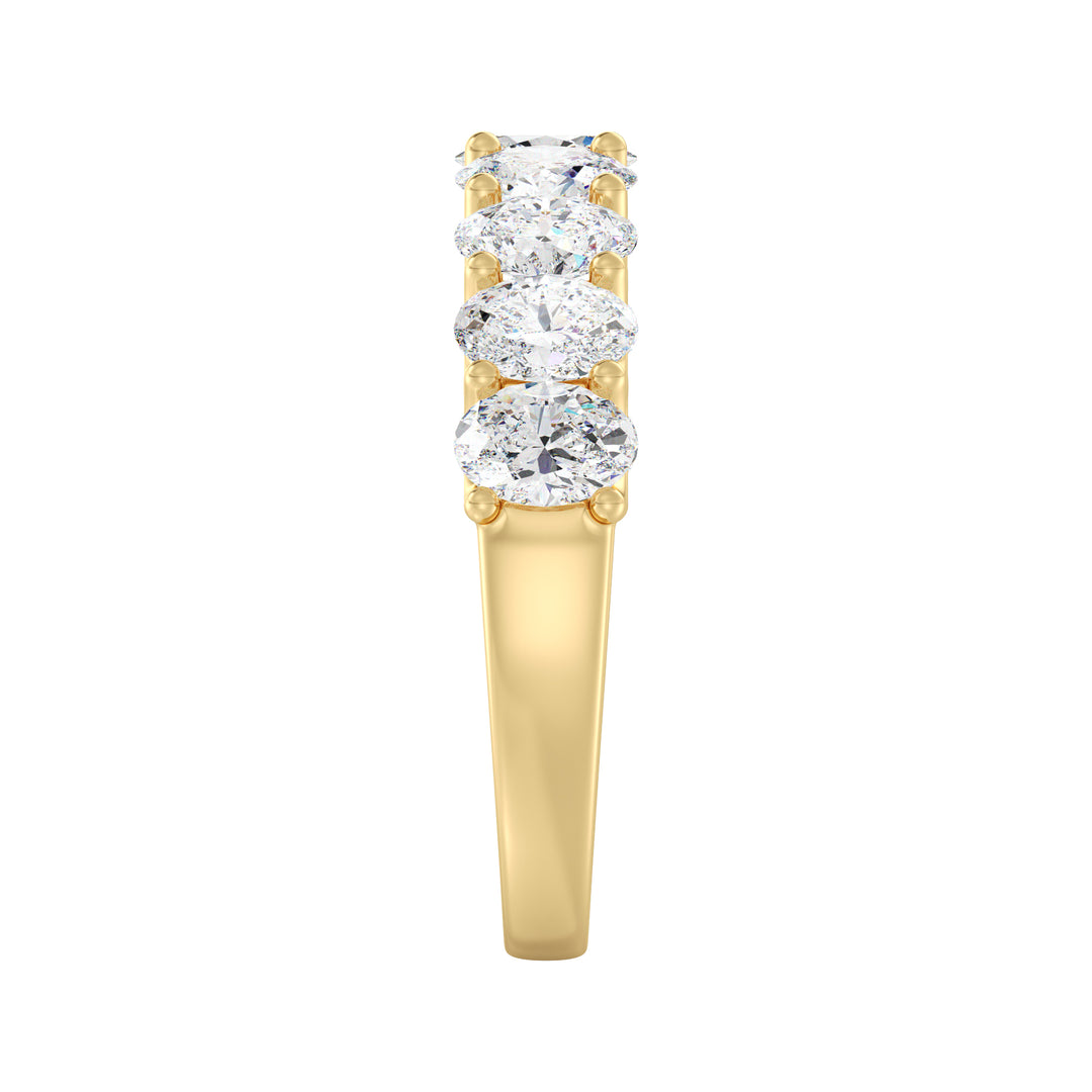 18K Yellow Gold Oval Lab-Grown Diamond Scallop Half-Eternity Wedding Ring with 1.80ct EF/VS Diamonds