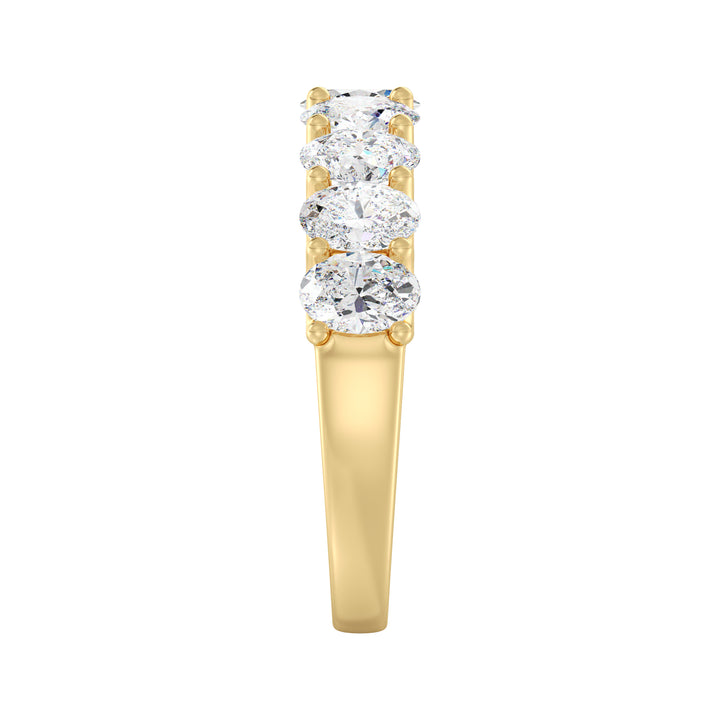 18K Yellow Gold Oval Lab-Grown Diamond Scallop Half-Eternity Wedding Ring with 1.80ct EF/VS Diamonds