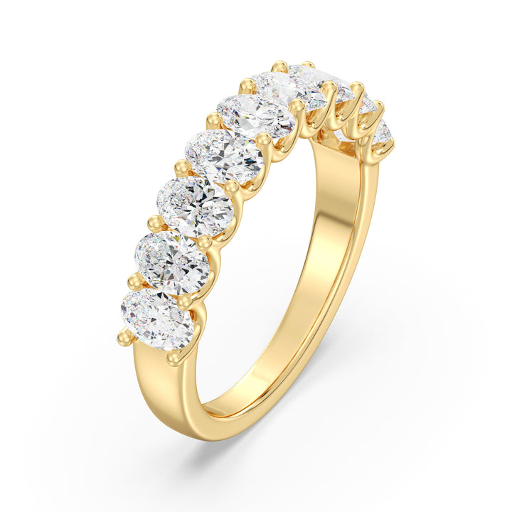 18K Yellow Gold Oval Lab-Grown Diamond Scallop Half-Eternity Wedding Ring with 1.80ct EF/VS Diamonds
