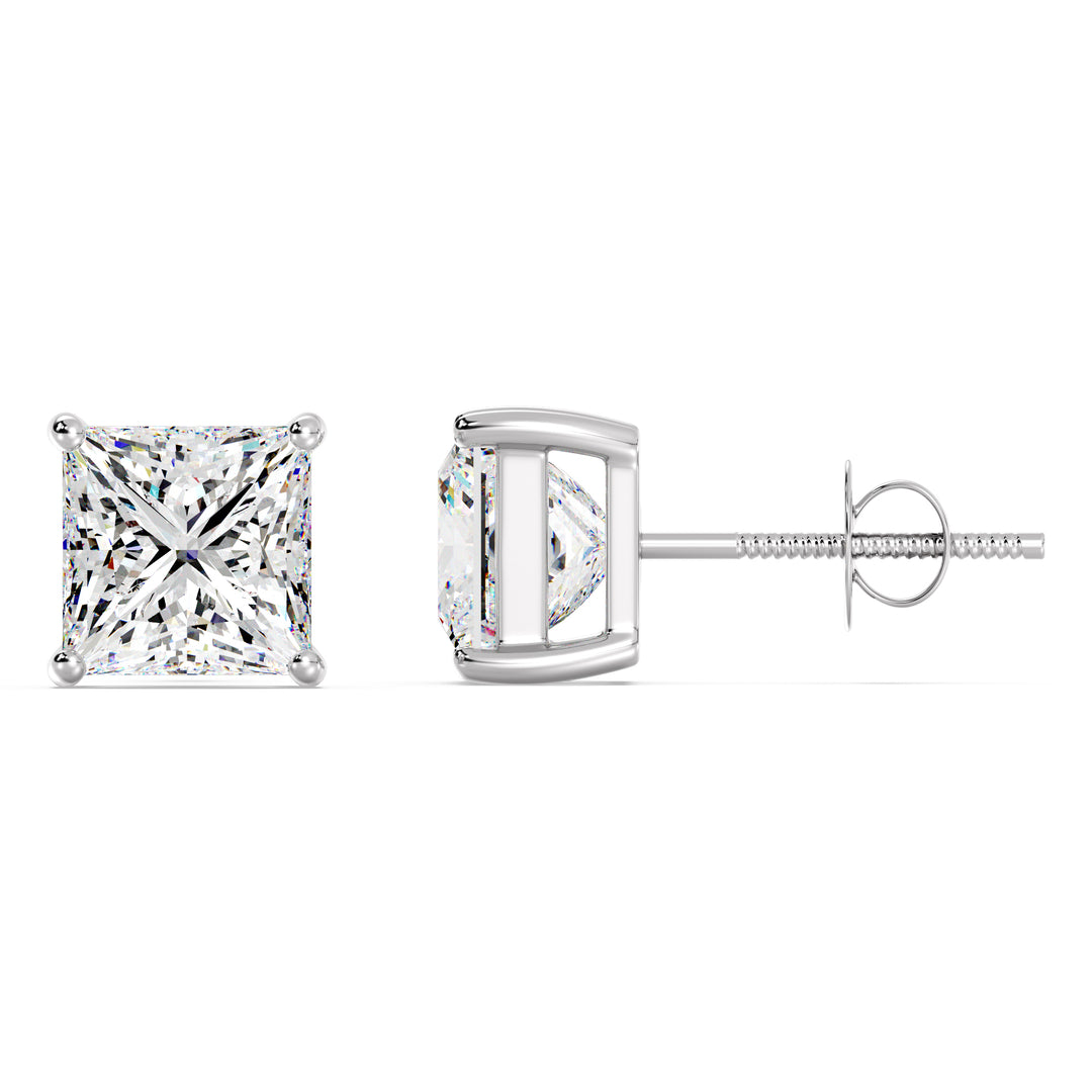 Princess-Cut Lab-Grown Diamond Stud Earrings in 18K White Gold – Classic charm with unmatched radiance