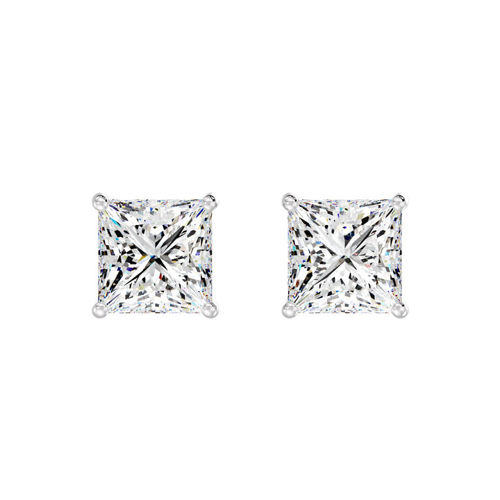 Princess-Cut Lab-Grown Diamond Stud Earrings in 18K White Gold – Classic charm with unmatched radiance