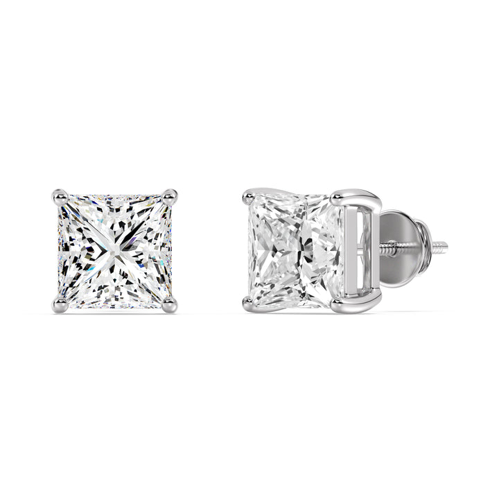 Princess-Cut Lab-Grown Diamond Stud Earrings in 18K White Gold – Classic charm with unmatched radiance
