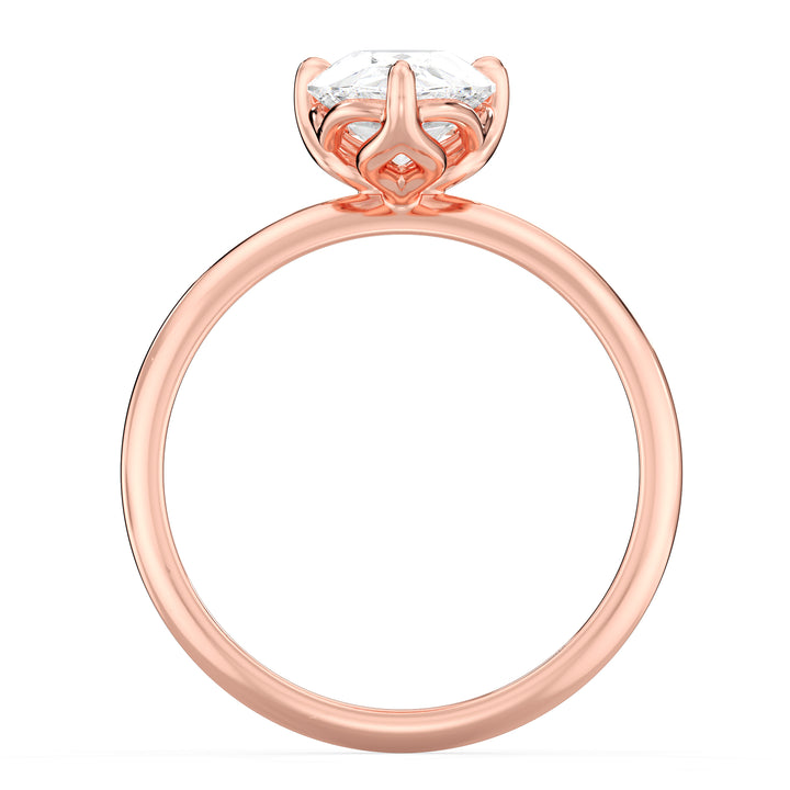 Elegant Pear-Cut Lab Diamond Solitaire Engagement Ring in 18K Rose Gold, showcasing a stunning EF color VS clarity lab-grown diamond in an open basket setting.