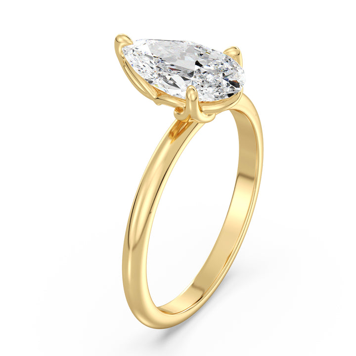 Pear-Cut Lab Diamond Solitaire Engagement Ring in 18K Yellow Gold, featuring a brilliant EF color VS clarity lab-grown diamond in a claw-prong setting.