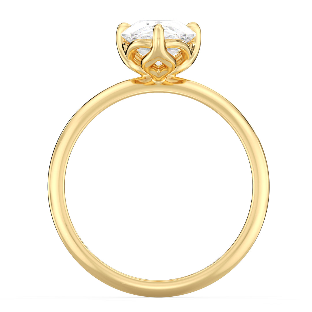 Pear-Cut Lab Diamond Solitaire Engagement Ring in 18K Yellow Gold, featuring a brilliant EF color VS clarity lab-grown diamond in a claw-prong setting.