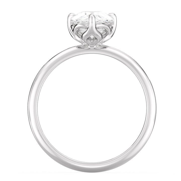 Timeless Pear-Cut Lab Diamond Solitaire Engagement Ring in 18K White Gold, highlighting an EF color VS clarity lab-grown diamond in a sleek claw-prong setting