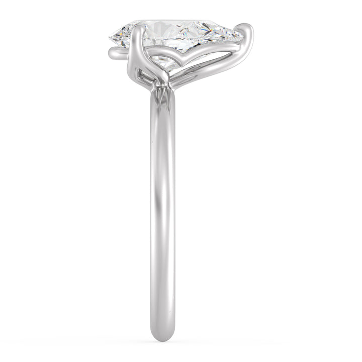 Timeless Pear-Cut Lab Diamond Solitaire Engagement Ring in 18K White Gold, highlighting an EF color VS clarity lab-grown diamond in a sleek claw-prong setting