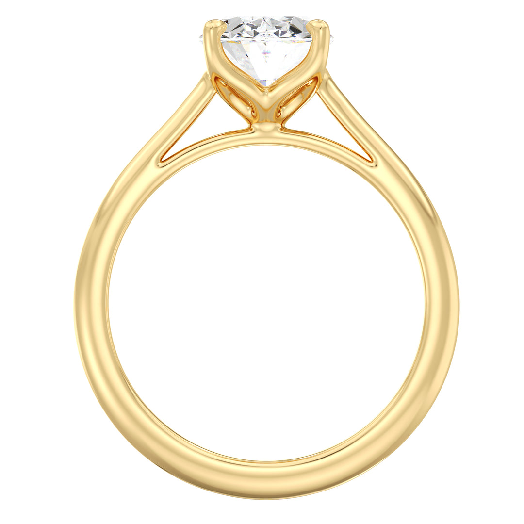 Timeless Oval-Cut Lab-Grown Diamond Solitaire Engagement Ring in 18K Yellow Gold with Classic 4-Claw Setting, showcasing a radiant oval-cut diamond with exceptional brilliance