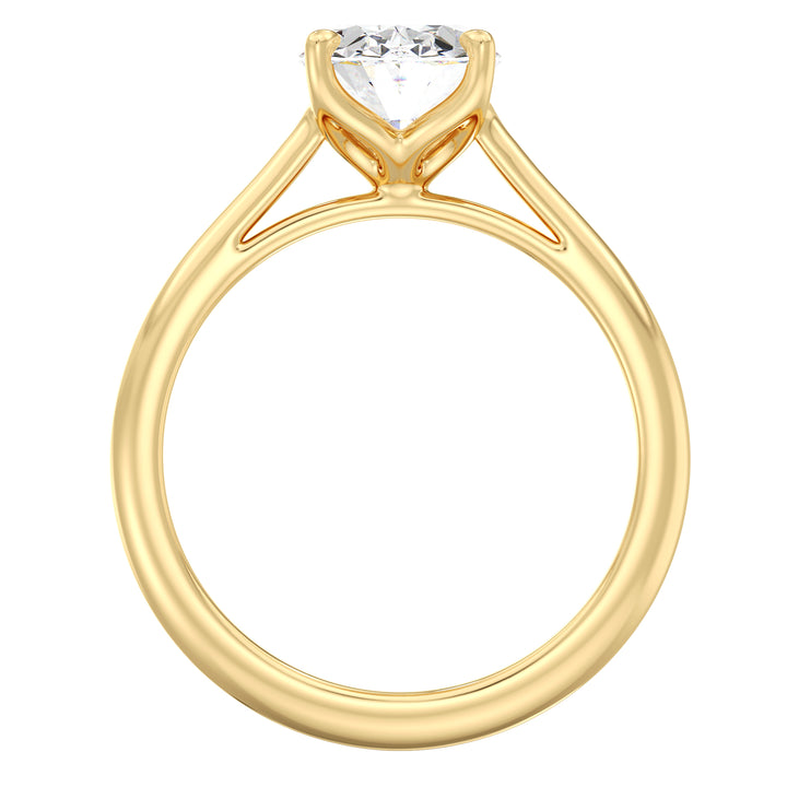 Timeless Oval-Cut Lab-Grown Diamond Solitaire Engagement Ring in 18K Yellow Gold with Classic 4-Claw Setting, showcasing a radiant oval-cut diamond with exceptional brilliance