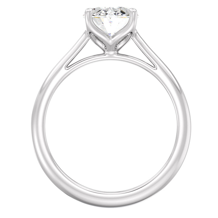 Sophisticated Oval-Cut Lab-Grown Diamond Solitaire Engagement Ring in 18K White Gold with Classic 4-Claw Setting, highlighting sleek elegance and a dazzling oval-cut diamond