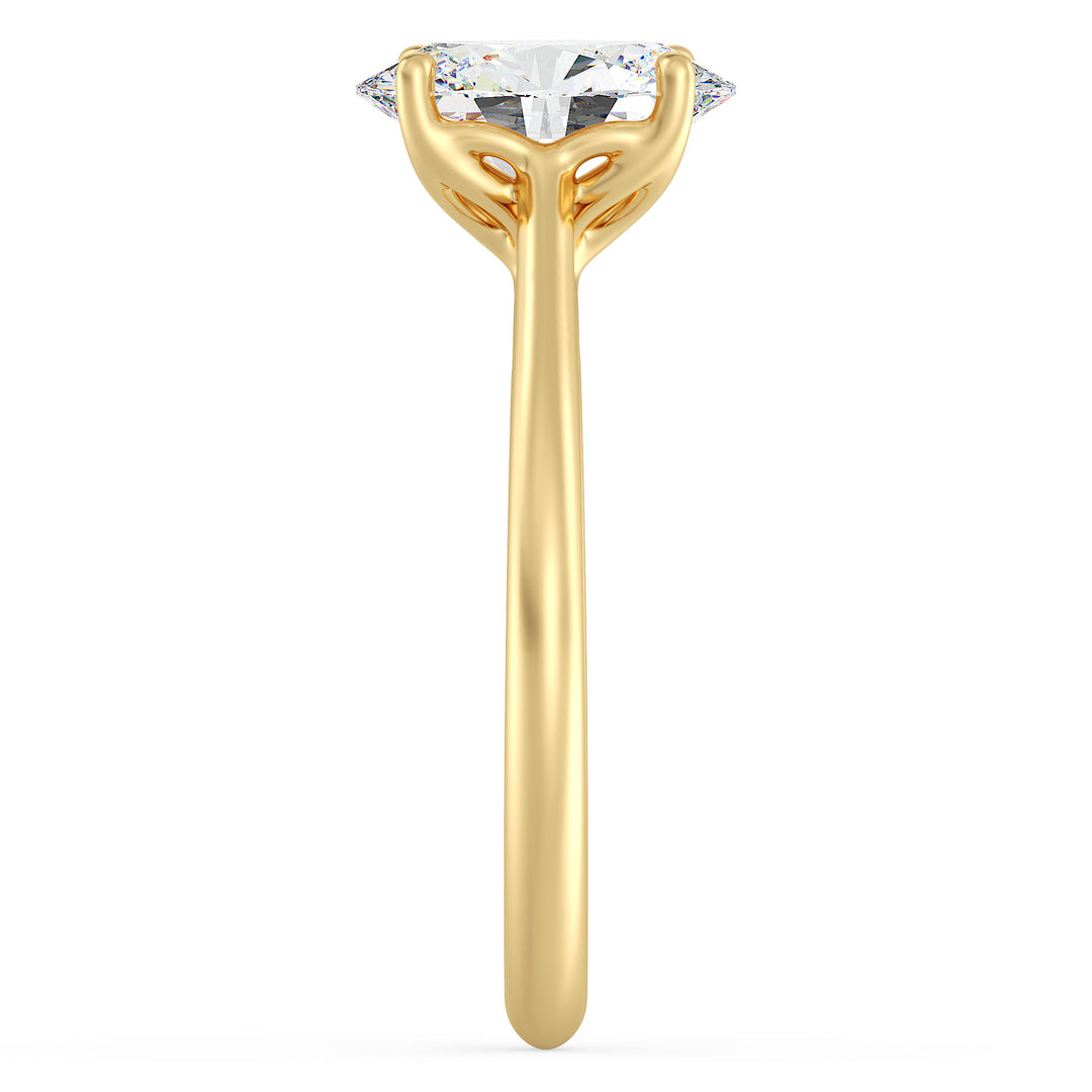 Timeless Oval-Cut Lab-Grown Diamond Solitaire Engagement Ring in 18K Yellow Gold with Classic 4-Claw Setting, showcasing a radiant oval-cut diamond with exceptional brilliance