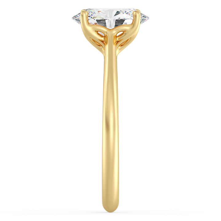 Timeless Oval-Cut Lab-Grown Diamond Solitaire Engagement Ring in 18K Yellow Gold with Classic 4-Claw Setting, showcasing a radiant oval-cut diamond with exceptional brilliance