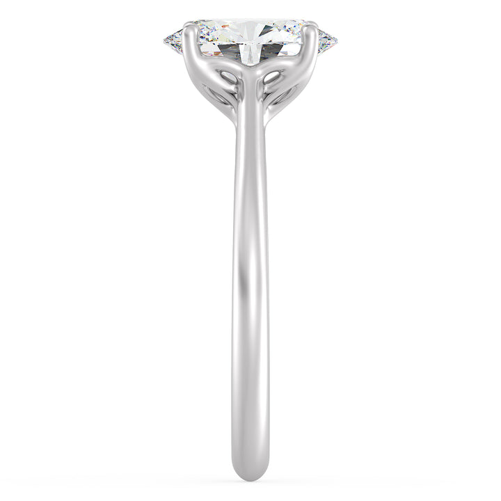 Sophisticated Oval-Cut Lab-Grown Diamond Solitaire Engagement Ring in 18K White Gold with Classic 4-Claw Setting, highlighting sleek elegance and a dazzling oval-cut diamond