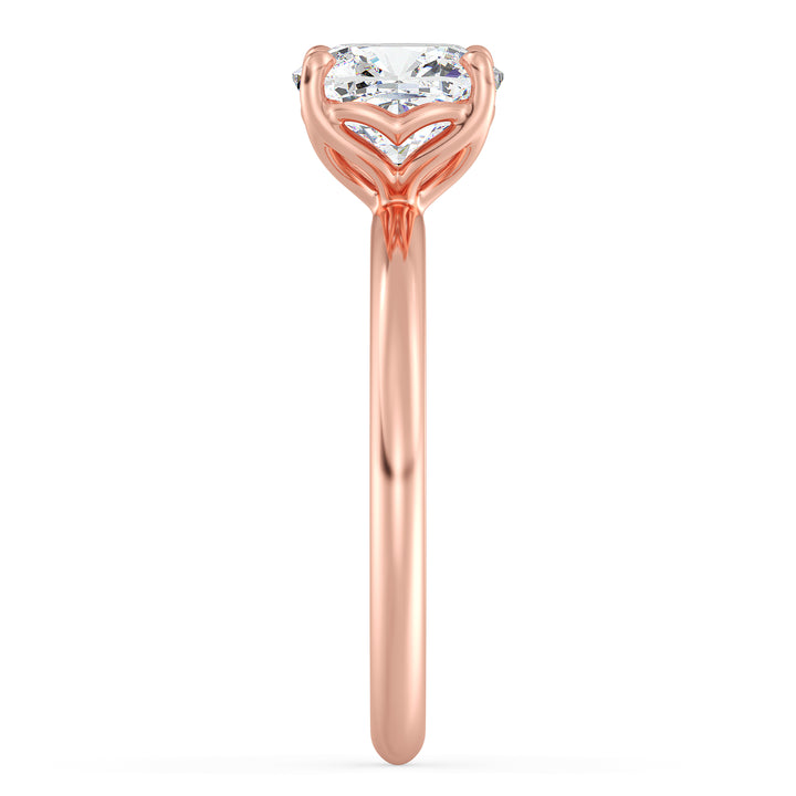 Timeless 4-Claw Cushion-Cut Lab-Grown Diamond Solitaire Engagement Ring in 18K Rose Gold featuring a romantic blush tone and a sparkling cushion-cut diamond