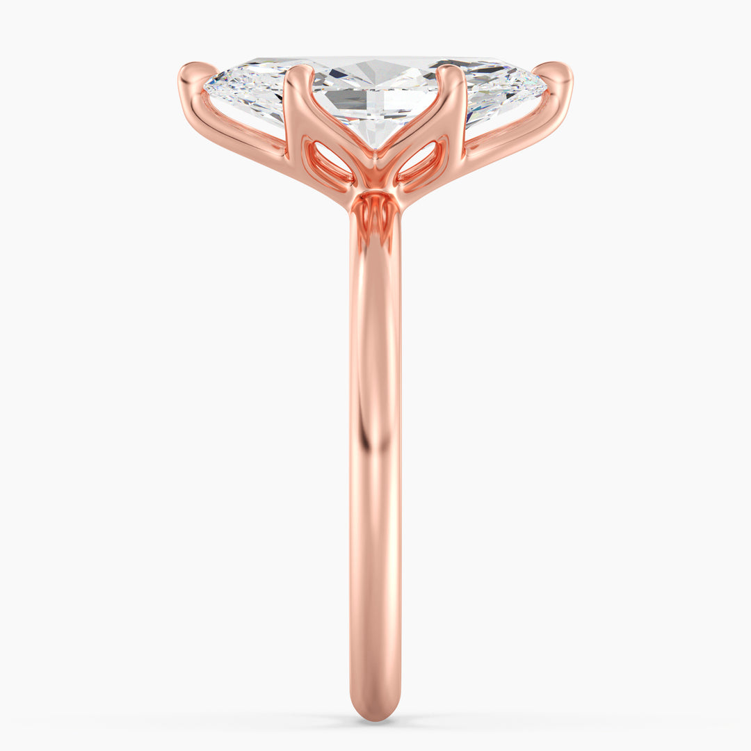 Classic 6-Claw Marquise-Cut Lab-Grown Diamond Solitaire Ring in 18K Rose Gold – Timeless beauty featuring a marquise-cut lab-grown diamond, offered in various carat weights