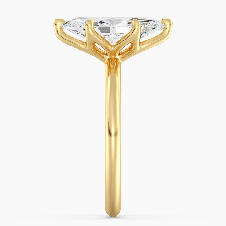 Classic 6-Claw Marquise-Cut Lab-Grown Diamond Solitaire Ring in 18K Yellow Gold – Elegant design with a brilliant marquise-cut diamond, available in 1ct, 2ct, 3ct, and 4ct options