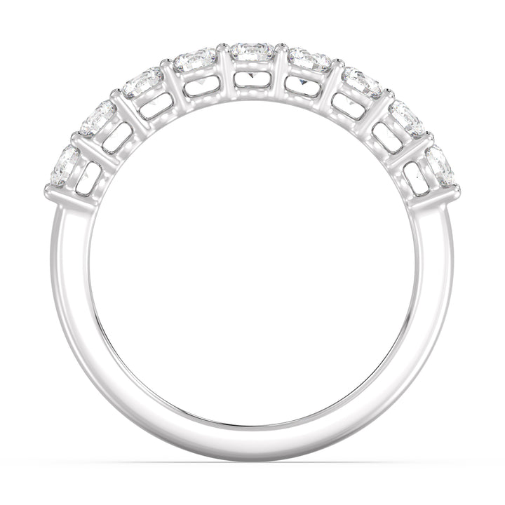Classic nine-stone round lab-grown diamond wedding ring in 18K white gold, showcasing sparkling EF/VS diamonds with a sophisticated finish