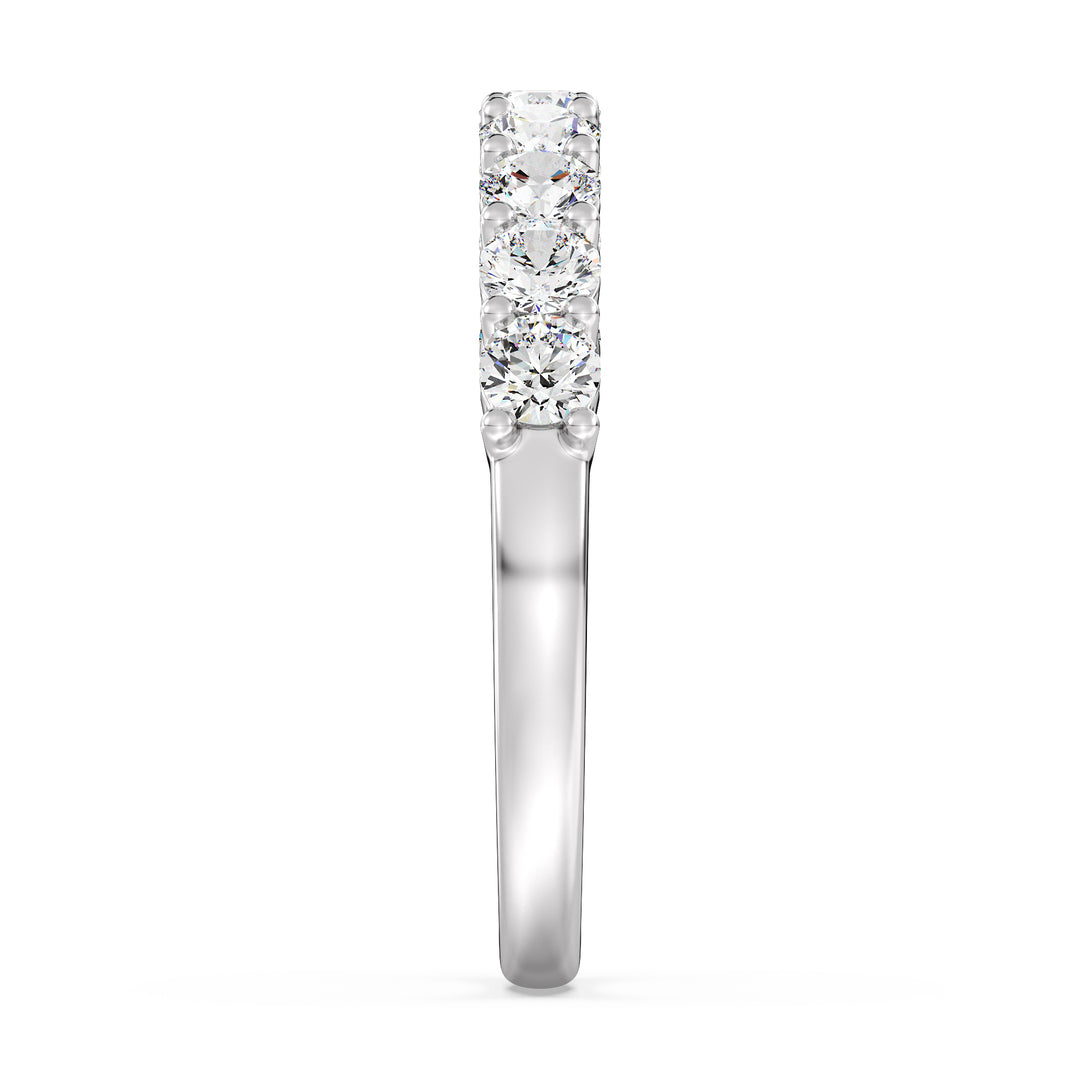 Classic nine-stone round lab-grown diamond wedding ring in 18K white gold, showcasing sparkling EF/VS diamonds with a sophisticated finish