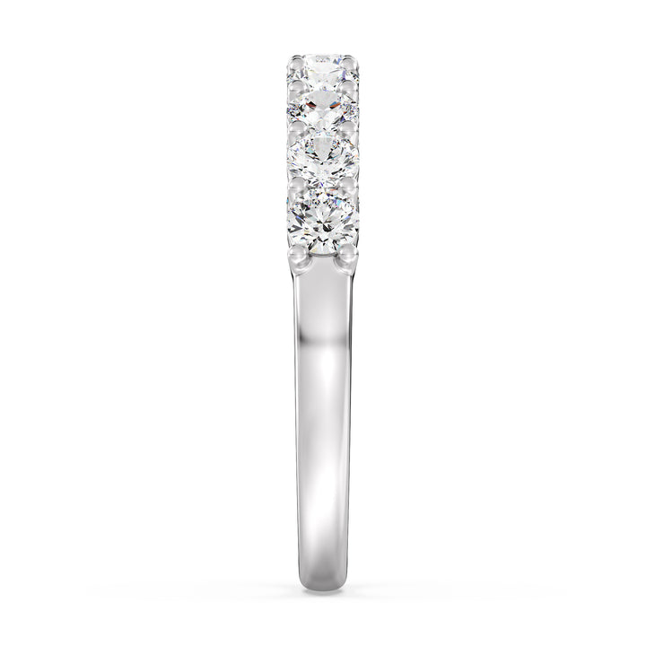 Classic nine-stone round lab-grown diamond wedding ring in 18K white gold, showcasing sparkling EF/VS diamonds with a sophisticated finish