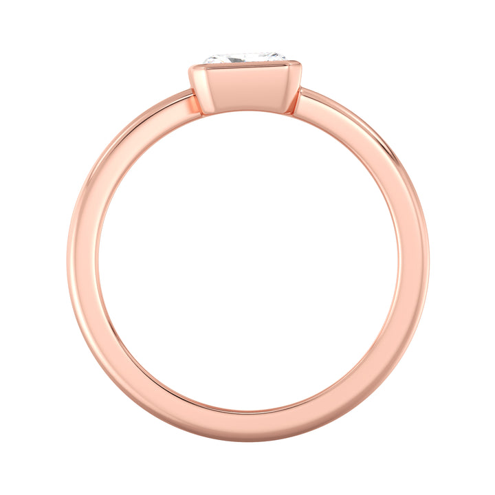 Radiant-Cut Dual Stone Lab-Grown Diamond Spiral Statement Ring in 18K Rose Gold with Bezel Setting, showcasing 1.0 ct EF/VS IGI Certified diamonds