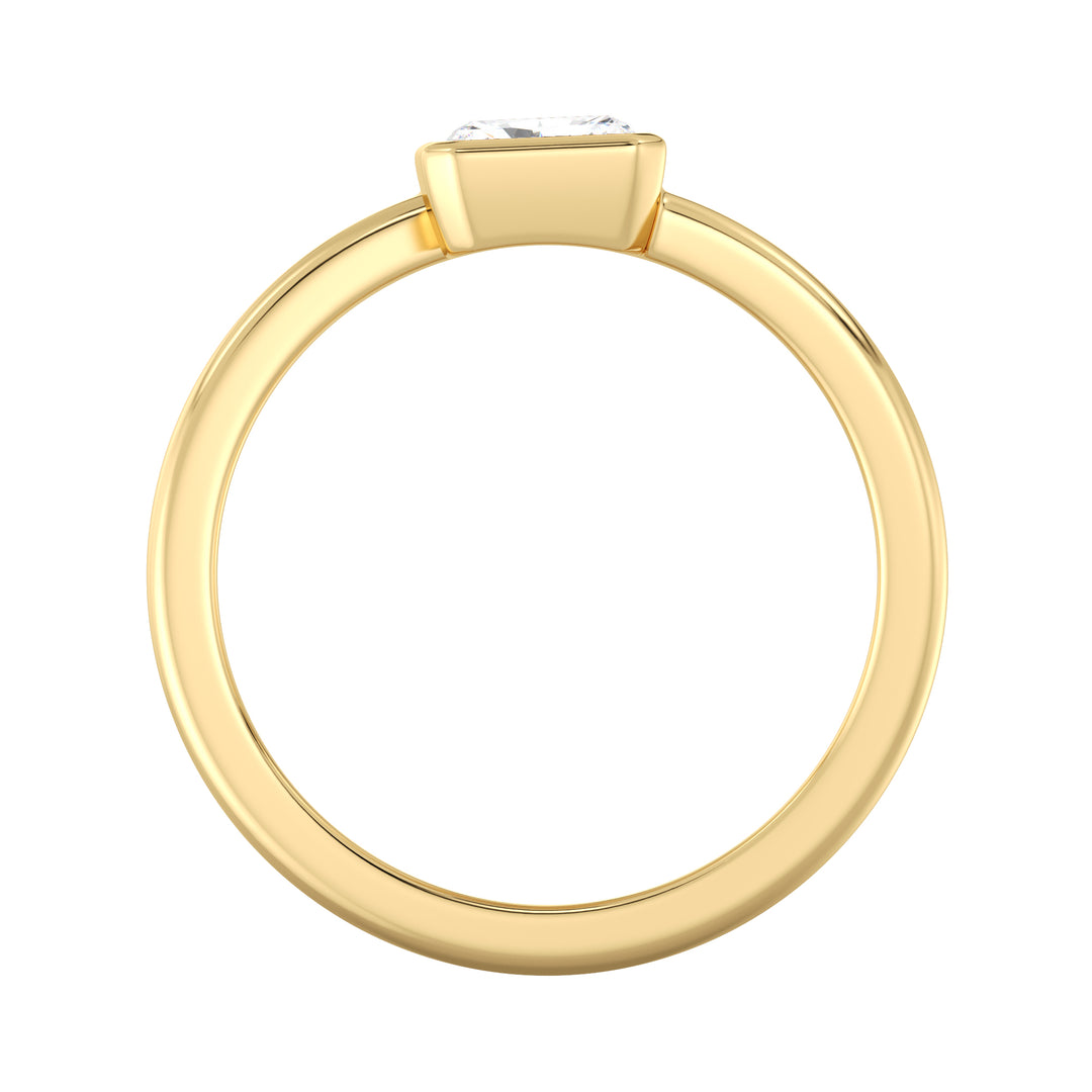 Radiant-Cut Dual Stone Lab-Grown Diamond Spiral Statement Ring in 18K Yellow Gold with Bezel Setting, featuring 1.0 ct EF/VS IGI Certified diamonds