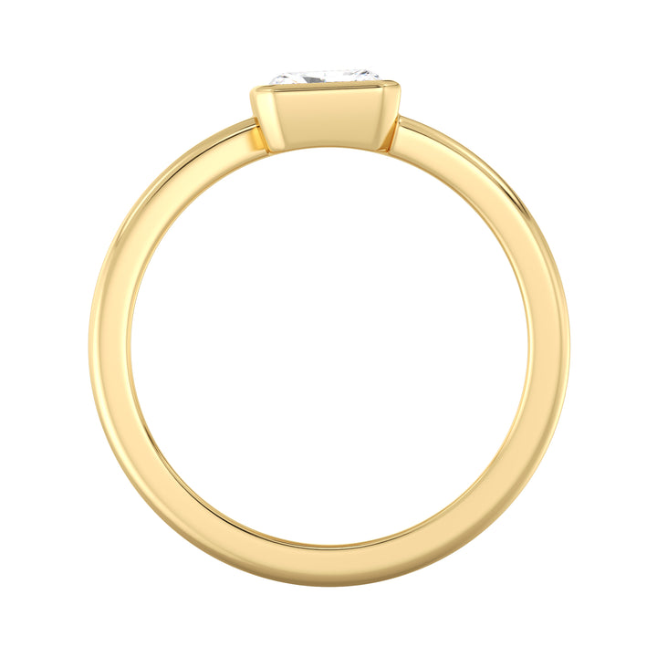 Radiant-Cut Dual Stone Lab-Grown Diamond Spiral Statement Ring in 18K Yellow Gold with Bezel Setting, featuring 1.0 ct EF/VS IGI Certified diamonds
