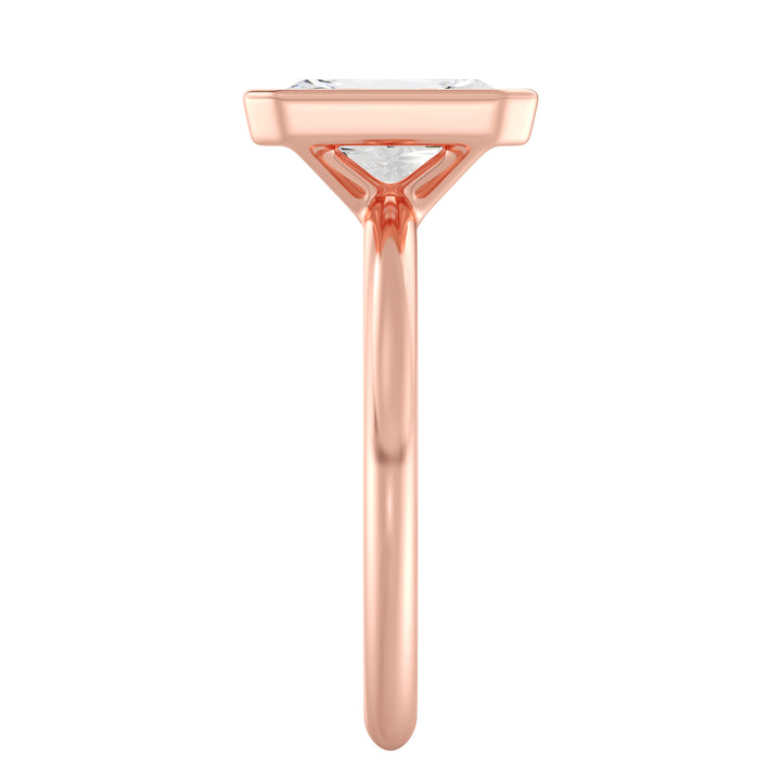 Radiant-Cut Lab-Grown Diamond Solitaire Ring in 18K Romantic Rose Gold with Bezel Setting – Available in 1 to 4 Carats