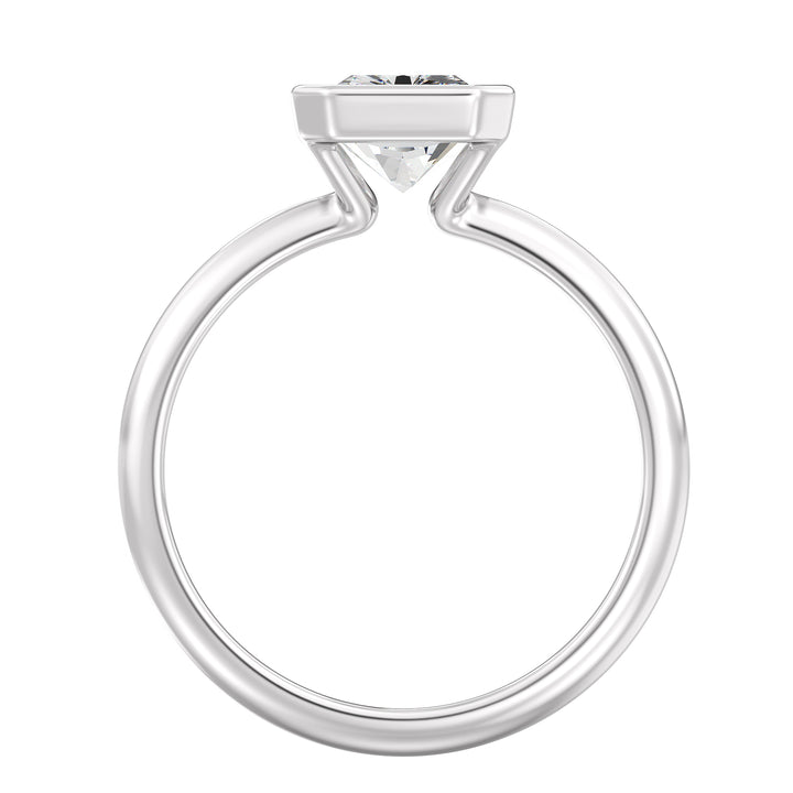 Radiant-Cut Lab-Grown Diamond Solitaire Ring in 18K White Gold with Bezel Setting – Available in 1 to 4 Carats