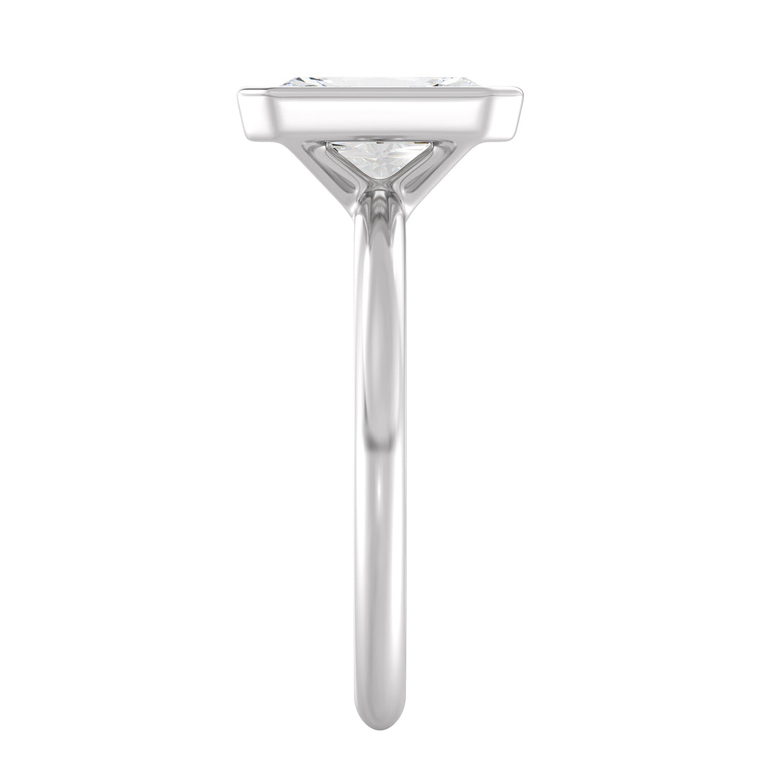 Radiant-Cut Lab-Grown Diamond Solitaire Ring in 18K White Gold with Bezel Setting – Available in 1 to 4 Carats