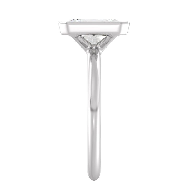 Radiant-Cut Lab-Grown Diamond Solitaire Ring in 18K White Gold with Bezel Setting – Available in 1 to 4 Carats
