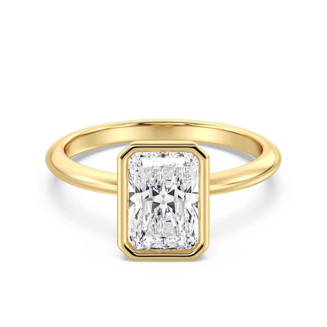 Radiant-Cut Lab-Grown Diamond Solitaire Ring in 18K Yellow Gold with Bezel Setting – Available in 1 to 4 Carats