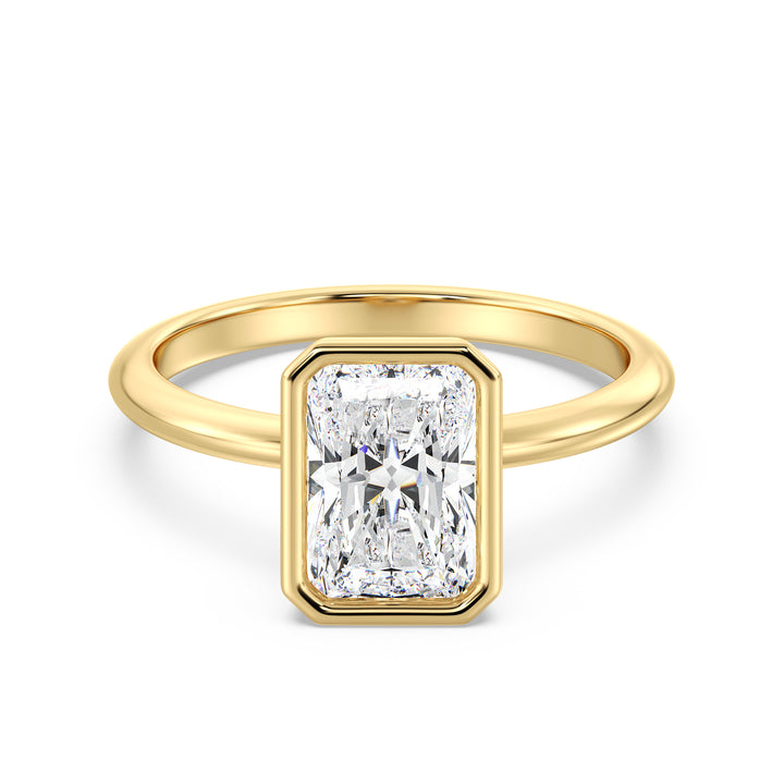 Radiant-Cut Lab-Grown Diamond Solitaire Ring in 18K Yellow Gold with Bezel Setting – Available in 1 to 4 Carats