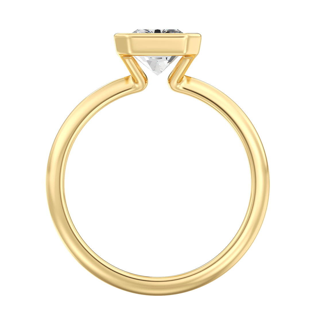 Radiant-Cut Lab-Grown Diamond Solitaire Ring in 18K Yellow Gold with Bezel Setting – Available in 1 to 4 Carats