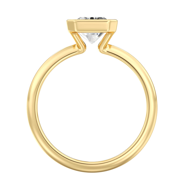 Radiant-Cut Lab-Grown Diamond Solitaire Ring in 18K Yellow Gold with Bezel Setting – Available in 1 to 4 Carats