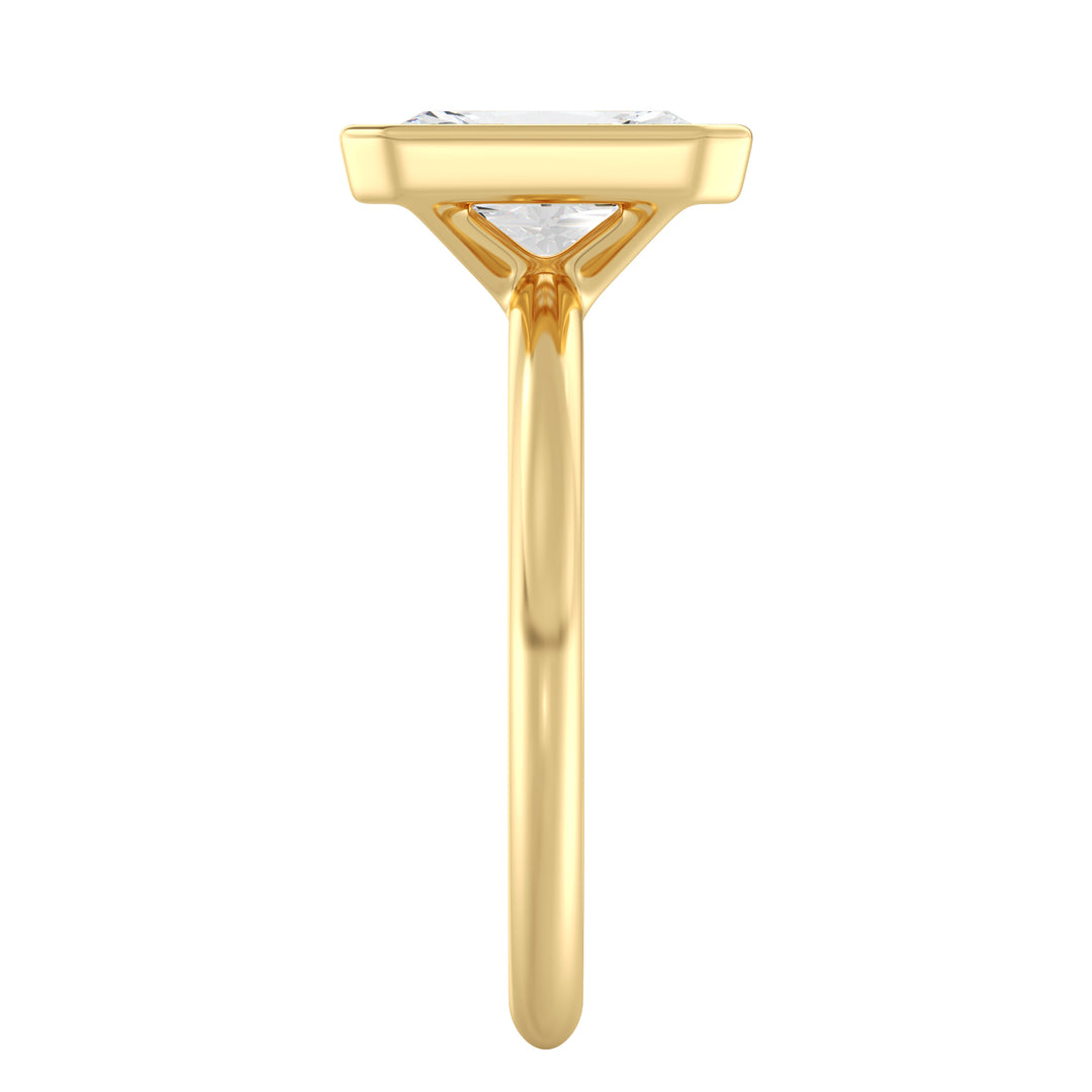 Radiant-Cut Lab-Grown Diamond Solitaire Ring in 18K Yellow Gold with Bezel Setting – Available in 1 to 4 Carats