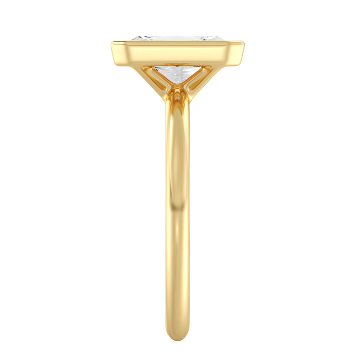 Radiant-Cut Lab-Grown Diamond Solitaire Ring in 18K Yellow Gold with Bezel Setting – Available in 1 to 4 Carats