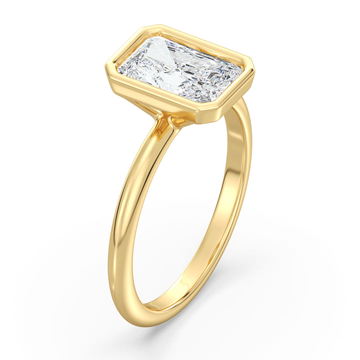 Radiant-Cut Lab-Grown Diamond Solitaire Ring in 18K Yellow Gold with Bezel Setting – Available in 1 to 4 Carats