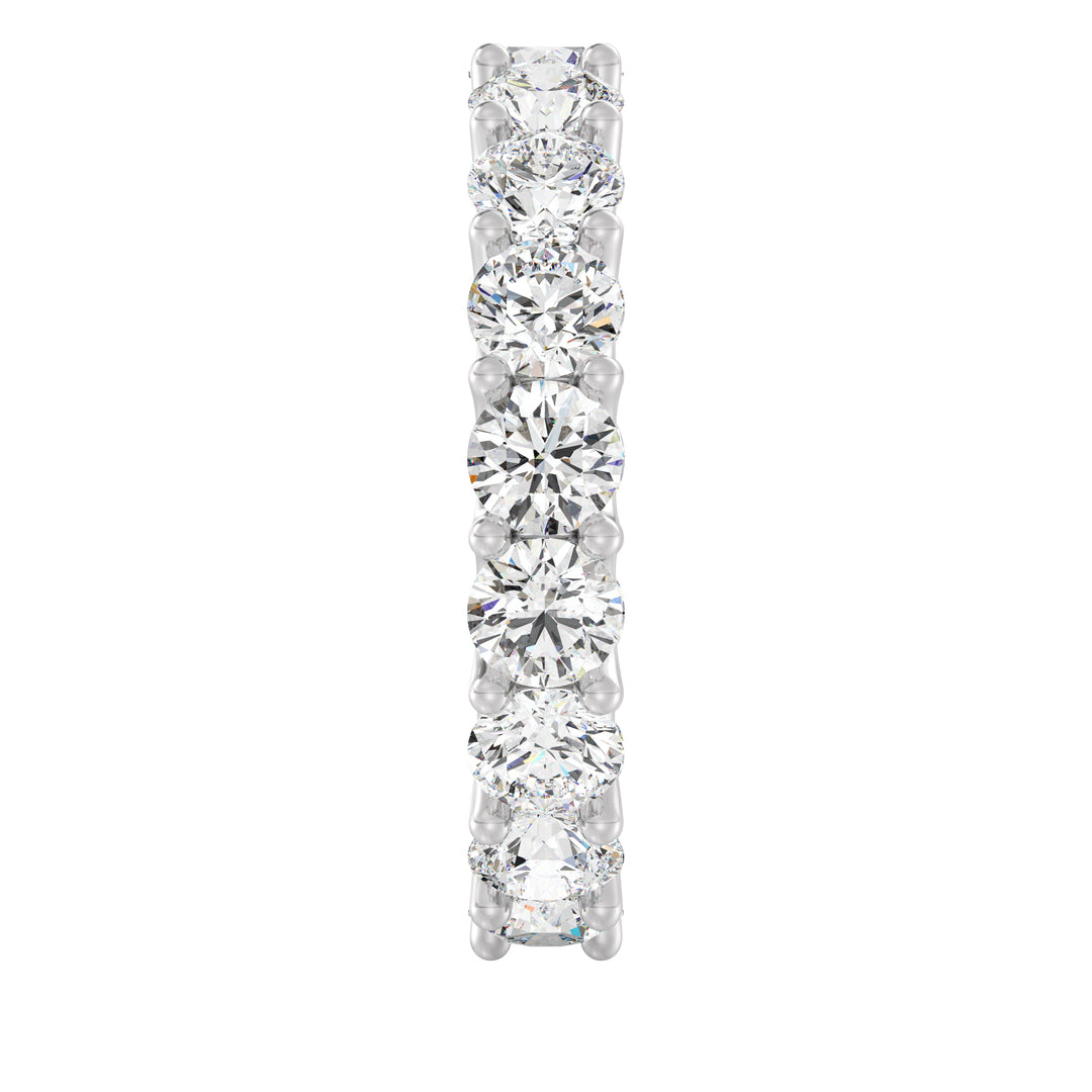 Round Lab-Grown Diamond Scallop Eternity Band in 18K White Gold showcasing 3.40 carats of EF/VS diamonds in a shared prong setting with a scalloped profile