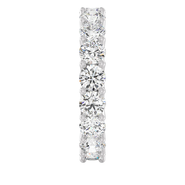 Round Lab-Grown Diamond Scallop Eternity Band in 18K White Gold showcasing 3.40 carats of EF/VS diamonds in a shared prong setting with a scalloped profile