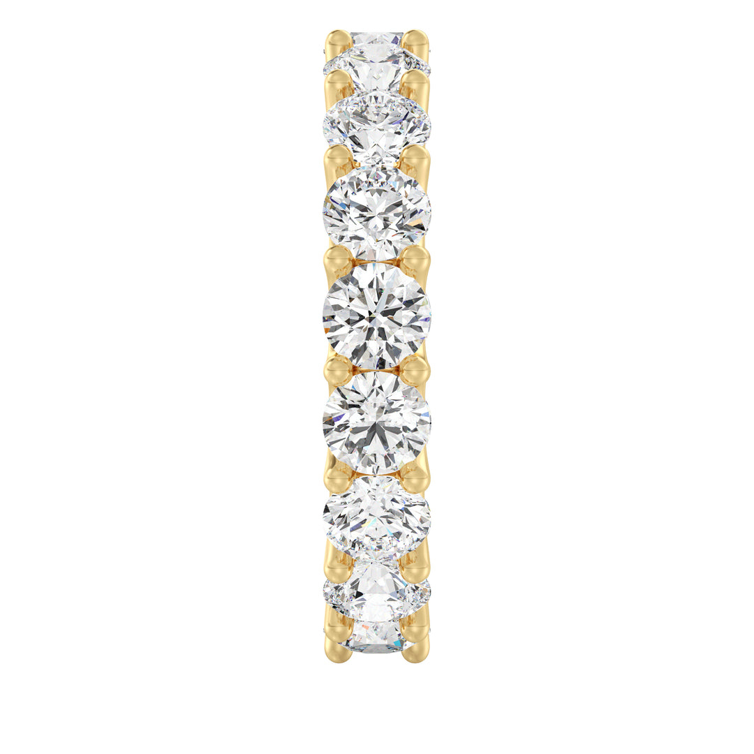 Round Lab-Grown Diamond Scallop Eternity Band in 18K Yellow Gold featuring 3.40 carats of EF/VS diamonds in a shared prong setting with a scalloped profile