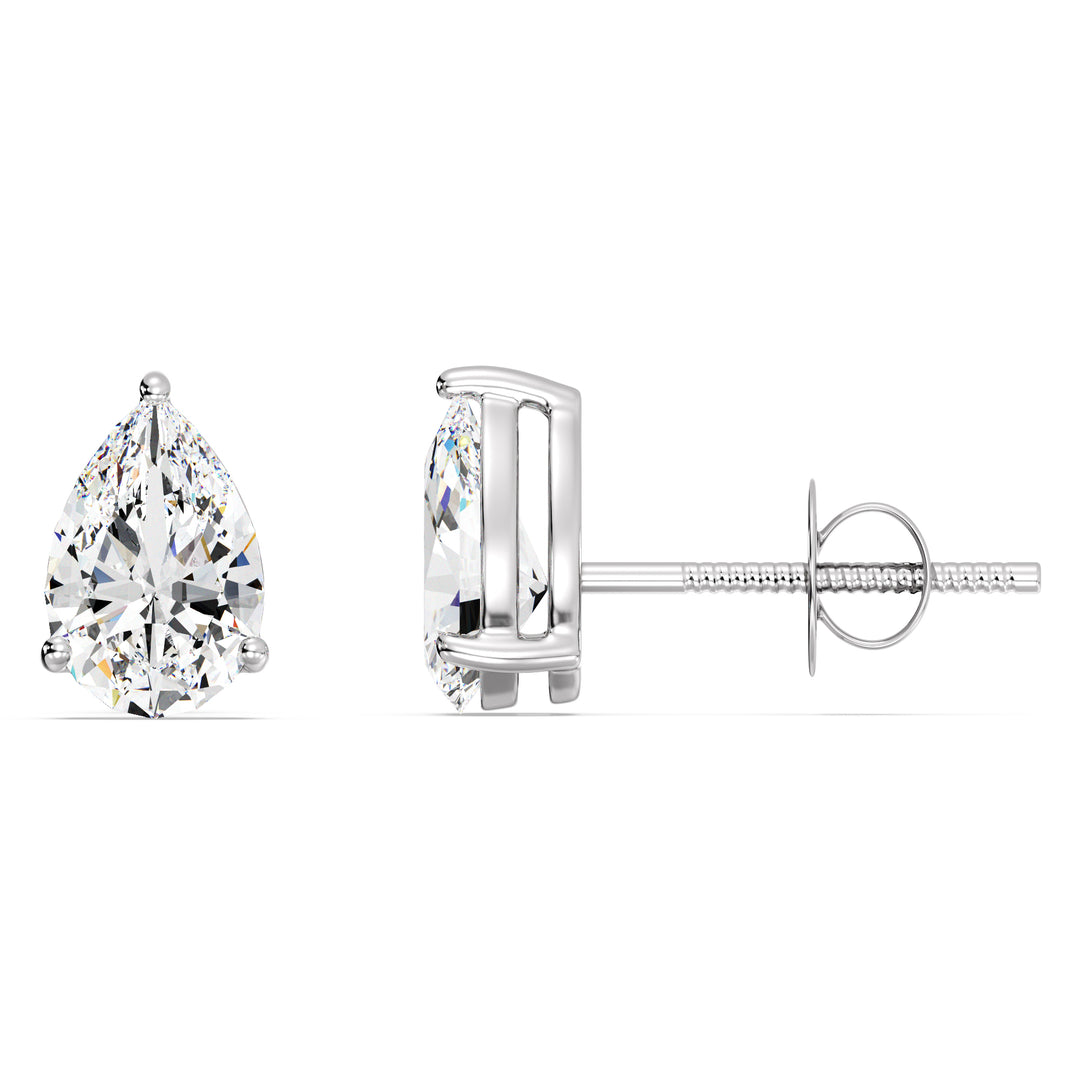 Sophisticated Pear-Shaped Lab-Grown Diamond Stud Earrings in 18K White Gold - IGI Certified, Available in Various Carat Sizes